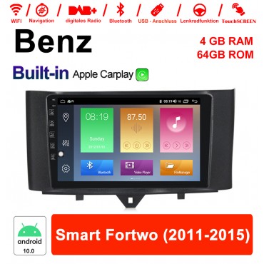 9 Zoll Android 10.0 Autoradio / Multimedia 4GB RAM 64GB ROM Für Mercedes Benz Smart Fortwo 2011 - 2015 Mit WIFI NAVI Built-in Carplay