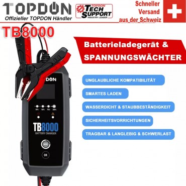 TOPDON TB8000 Batterieladegerät für AGM, LI, WET, GEL, MF, CAL, EFB und andere Batterietypen