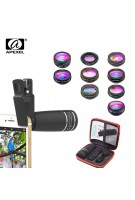 APEXEL 10 in 1 Handy Objektiv Teleobjektiv Fisheye Objektiv Weitwinkel Makroobjektiv + CPL / Flow / Radial / Star Filter für alle Smartphones