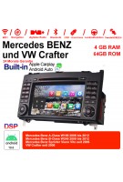 7 Zoll Android 10.0 Autoradio / Multimedia 4GB RAM 64GB ROM Für Mercedes BENZ A Klasse W169, B Klasse W245, Sprinter Viano Vito und VW Crafter Built-in Carplay / Android Auto