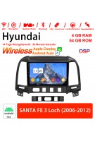 9 Zoll Android 12.0 Autoradio / Multimedia 4GB RAM 64GB ROM Für Hyundai SANTA FE 3 Loch 2006-2012 Mit WiFi NAVI Bluetooth USB