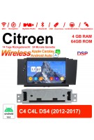 7 Zoll Android 12.0 Autoradio / Multimedia 4GB RAM 64GB ROM Für Citroen C4 C4L DS4 2012-2017 Mit WiFi NAVI Bluetooth USB