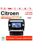 7 Zoll Android 12.0 Autoradio / Multimedia 4GB RAM 64GB ROM Für Citroen C4 Quatre Triumph 2004-2012 Mit WiFi NAVI Bluetooth USB