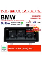 10.25 Zoll Qualcomm Snapdragon 665 8 Core Android 12.0 4G LTE Autoradio / Multimedia USB WiFi Navi Carplay Für BMW X1 F48 (2018) EVO 