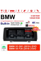 10.25 Zoll Qualcomm Snapdragon 665 8 Core Android 12.0 4G LTE Autoradio / Multimedia USB WiFi Navi Carplay Für BMW X3 G01/X4 F26(2018-) EVO