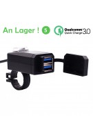 Motorrad QC3.0 USB Ladegerät Wasserdicht Dual USB Moto Schnellladung 12-24V Für Motocicleta 22mm Lenker