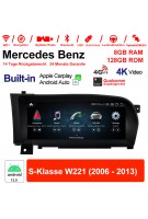 10.25 Zoll Qualcomm Snapdragon 665 8 Core Android 12.0 4G LTE Autoradio / Multimedia 8GB RAM 128GB ROM Für Benz S-Klasse W221 2006 - 2013 Mit WiFi NAVI Bluetooth USB Built-in CarPlay Android Auto