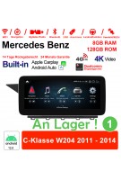 10.25 Zoll Snapdragon 665 8 Core Android 12.0 4G LTE Autoradio / Multimedia 8GB RAM 128GB ROM Für Benz C-Klasse W204 2011 - 2014 Built-in CarPlay