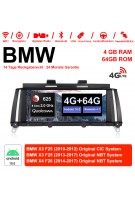 10.25 Zoll Qualcomm Snapdragon 625 (MSM8953) 8 Core A53 2.0 GHZ Android 10.0 4G LTE Autoradio / Multimedia 4GB RAM 64GB ROM Für BMW X3 F25 X4 F26 NBT/CIC Mit WiFi NAVI Bluetooth USB