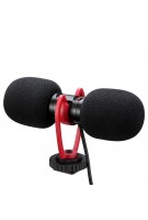 SAIREN T-MIC Doppelkopf-Minimikrofon Super-Cardioid Stereo Record Mic 3,5 mm TRRS-Stecker für DSLR-Kamera Smartphone Video Vlog