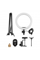26 cm LED-Ringlicht-Fotolampe Dimmbar 3 Beleuchtungsmodi USB-Stromversorgung mit flexiblem Lichtständer Telefonhalter Fernauslöser für YouTube Live-Video