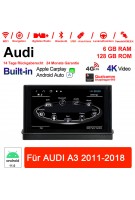 7 Zoll Qualcomm Snapdragon 665 8 Core Android 11.0  Autoradio / Multimedia 6GB RAM 128GB ROM Für AUDI A3 2011-2018 Built-in CarPlay