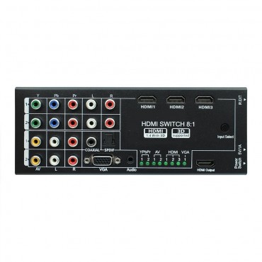 BK-H18 HDMI Audio Extractor with 8 Inputs to 1 HDMI Output with Optical / Coaxial 5.1 Channel