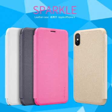 Apple iPhone X NEW LEATHER CASE- Sparkle Leather Case