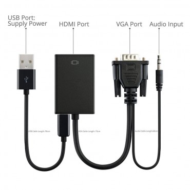 NK-330 VGA Stecker auf HDMI Ausgang 1080P HD + Audio AV HDTV Video Kabel Konverter Adapter
