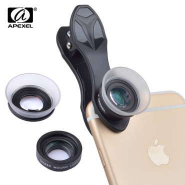 APEXEL Neue 2in 1 makro objektiv 12x/24x super makro objektiv detechable universal clip objektiv für Xiaomi ios android alle smartphone