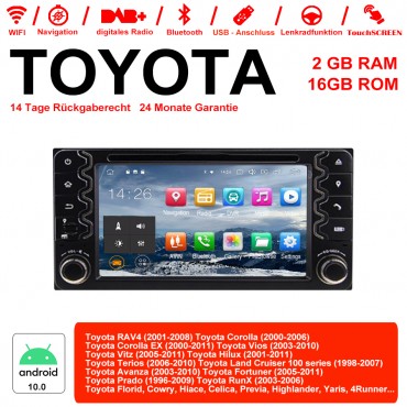 6.2 Zoll Android 10.0 Autoradio/Multimedia 2GB RAM 16GB ROM Für Toyota Corolla Camry Prado RAV4 Hilux VIOS