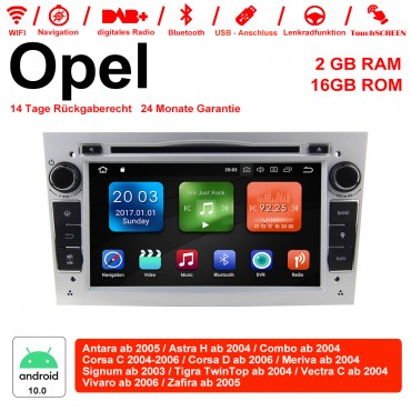 2din Android 10.0 Octa-core 2GB RAM 16GB ROM Autoradio Für Opel Astra Vectra Antara Zafira Corsa GPS Navigation Radio Farbe Silber