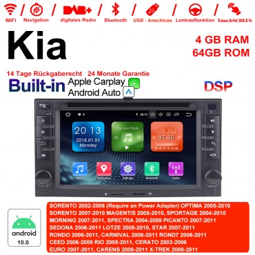 6.2'' Android 10.0 Octa-core 4GB RAM 64GB Flash Autoradio / Multimedia Für Kia SORENTO,OPTIMA,SORENTO,MAGENTIS,SPORTAGE,MORNING,SPECTRA, PICANTO,SEDONA,LOTZE,STAR,RONDO,CARNIVAL, ROND,CEED,RIO,CERATO,EURO,CARENS,X-TREK Built-in Carplay / Android Auto