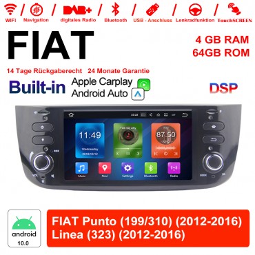 6.2 Zoll Android 10.0 Autoradio / Multimedia 4GB RAM 64GB ROM Für FIAT Punto Linea Mit WiFi NAVI Bluetooth USB Built-in Carplay / Android Auto