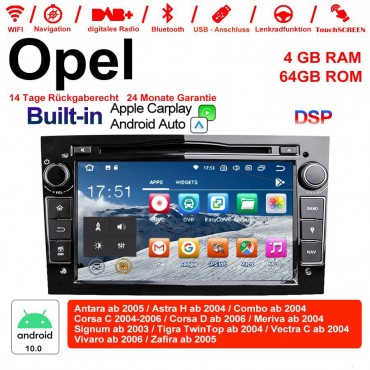 7 Zoll Android 10.0 Autoradio / Multimedia 4GB RAM 64GB ROM Für Opel Astra Vectra Antara Zafira Corsa MIT dem verbauten DSP ( Digital Sound Prozessor )  und Bluetooth 5.0 Schwarz Built-in Carplay / Android Auto