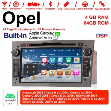 7 Zoll Android 10.0 Autoradio / Multimedia 4GB RAM 64GB ROM Für Opel Astra Vectra Antara Zafira Corsa MIT dem verbauten DSP ( Digital Sound Prozessor )  und Bluetooth 5.0 Grau Built-in Carplay / Android Auto