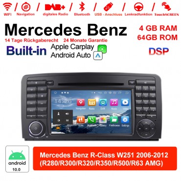 7 Zoll Android 10.0  Autoradio / Multimedia 4GB RAM 64GB ROM Für Benz R-Class W251 2006-2012 Built-in Carplay / Android Auto
