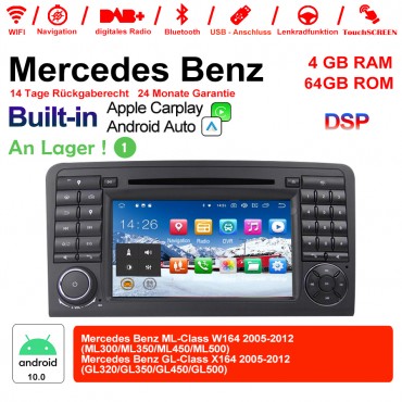 7 Zoll Android 10.0 Autoradio / Multimedia 4GB RAM 64GB ROM Für Benz W164 X164 Built-in Carplay / Android Auto