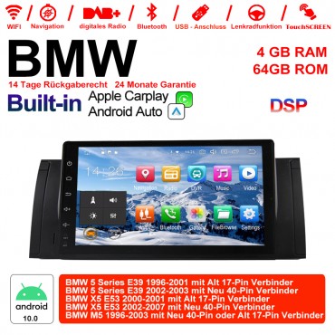 9 Zoll Android 10.0 Autoradio / Multimedia 4GB RAM 64GB ROM Für BMW X5 E53 M5 E39 Built-in CarPlay / Android Auto