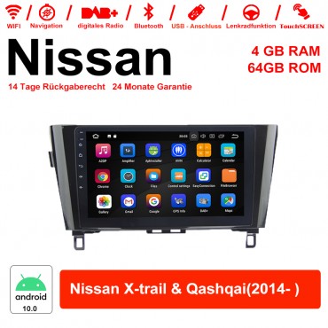10.1 Zoll Android 10.0 Autoadio / Multimedia 4GB RAM 64GB ROM für Nissan X-trail & Qashqai(2014- )