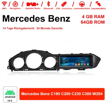 8,8 Zoll Android 10.0 Autoradio / Multimedia 4GB RAM 64GB ROM für Mercedes Benz C180 C200 C230 C300 W204