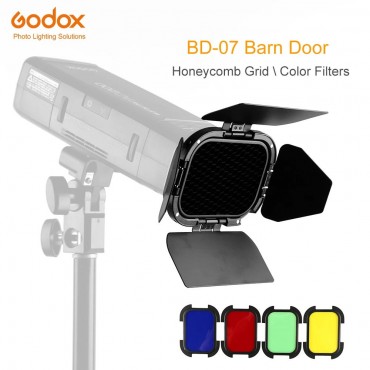 Godox BD-07 Barn Door mit Abnehmbaren Wabengitter und 4 Farbe Gel Filter für Godox AD200 Tasche Speedlite