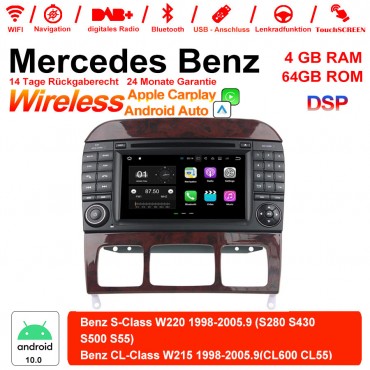 7 Zoll Android 12.0 Autoradio / Multimedia 4GB RAM 64GB ROM Für Benz W220 W215 Built-in Carplay / Android Auto