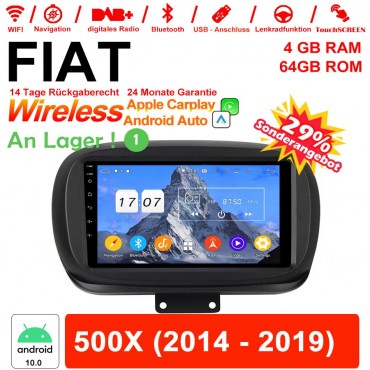 9 Zoll Android 12.0 Autoradio / Multimedia 4GB RAM 64GB ROM Für FIAT 500X 2014 - 2019 Mit WiFi NAVI Bluetooth USB