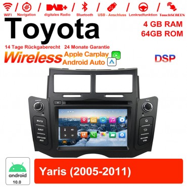 6.2'' Android 12.0 Octa core 4GB RAM 64GB Flash Autoradio / Multimedia Für Toyota Yaris 2005-2011 Mit WiFi NAVI Bluetooth USB