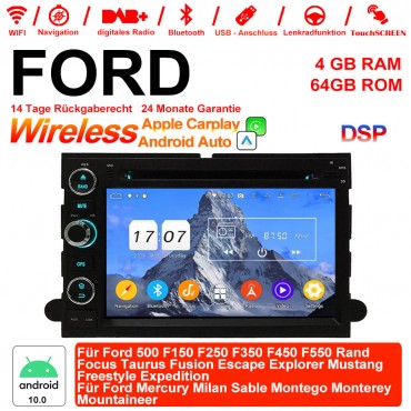 7 Zoll Android 10.0 Autoradio / Multimedia 4GB RAM 64GB ROM Für Ford 500 F150 F250 F350 F450 F550 Rand Focus Taurus Fusion  Escape Explorer Mustang Freestyle Expedition Ford Mercury Milan Sable Montego Monterey Mountaineer Mit WiFi NAVI Bluetooth USB