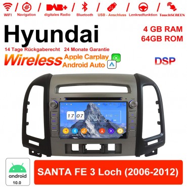 7 Zoll Android 12.0 Autoradio / Multimedia 4GB RAM 64GB ROM Für Hyundai SANTA FE 3 Loch 2006-2012 Mit WiFi NAVI Bluetooth USB