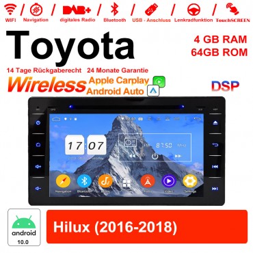8 Zoll Android 12.0 Autoradio / Multimedia 4GB RAM 64GB ROM Für Toyota Hilux 2016-2018 Mit WiFi NAVI Bluetooth USB