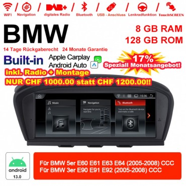 8.8 Zoll Qualcomm Snapdragon 665  8 Core Android 13.0 4G LTE Autoradio / Multimedia USB WiFi Navi Carplay Für BMW 5 Series E60 E61 E63 3 Serie E90 E91 E92 CCC