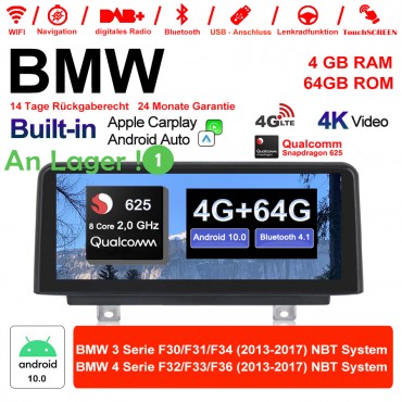 10.25 Zoll Qualcomm Snapdragon 625 (MSM8953) 8Core A53 2.0 GHZ Android 10.0 4G LTE Autoradio/Multimedia USB WiFi Navi Carplay Für BMW 3 Series/4 Serie