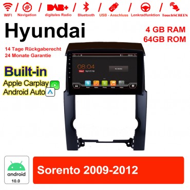 10 Zoll Android 10.0 Autoradio / Multimedia 4GB RAM 64GB ROM Für Hyundai Sorento 2009-2012 MIT Navi Bluetooth WIFI Built-in Carplay Android Auto