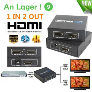 1x2 Port HDMI Umschalter Switch Splitter Verteiler 1 In 2 Out 3D Adapter