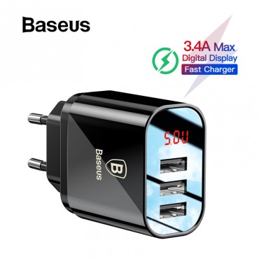 Baseus Digital Display Lade USB Ladegerät für Samsung / Xiaomi Telefon Ladegerät 3.4A Max