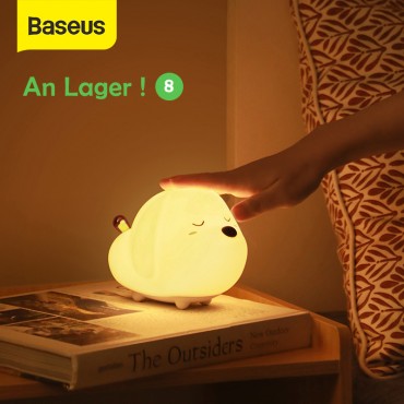  Baseus Cute LED Nachtlicht Weiches Silikon Touch Sensor Nachtlicht Für Kinder Kinder Schlafzimmer Wiederaufladbare Tap Control Nachtlampe