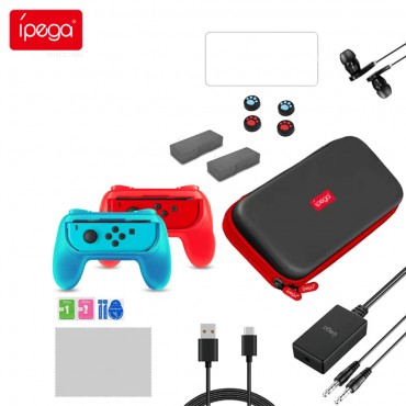 ipega PG-9182 18 in 1 Joy-con-Spielekarte Aufbewahrungstasche Griff Griffgriffabdeckung 3D Wippenabdeckung mit Kopfhörer Passend für Nintendo Switch