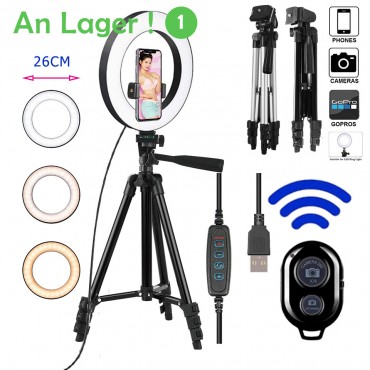 26cm Foto Ringlicht LED Selfie Ringlicht Telefon Bluetooth Remote Lampe Fotografie Beleuchtung Stativhalter Youtube Video
