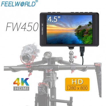 Feelworld FW450 4,5" IPS 4K HDMI Kamera-Feldmonitor 1280x800 HD Tragbarer LCD-Monitor für DSLR mit Peaking Focus Check Field