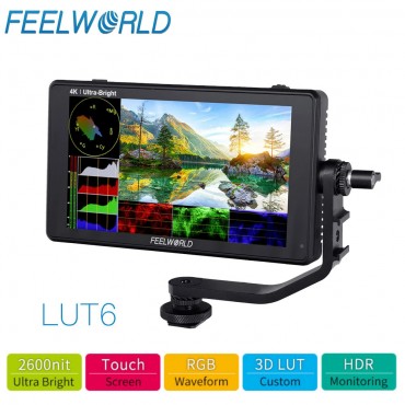 FEELWORLD LUT6 6 Zoll 2600nits HDR 3D LUT Touchscreen auf Kamera Feld DSLR Monitor mit Wellenform VectorScope für youtube Live
