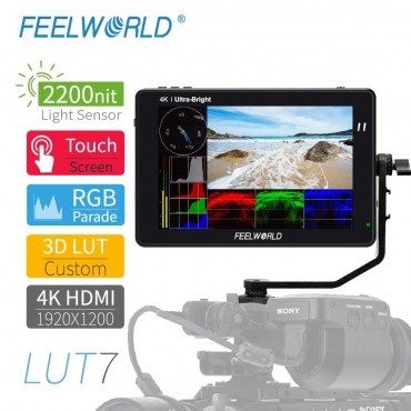 FEELWORLD LUT7 7 Zoll 3D LUT 2200nits Touchscreen DSLR Kamera Feld Monitor mit Wellenform VectorScope Histogramm