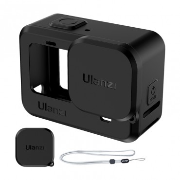 Ulanzi G9-1 Silizium Fall + Objektiv Abdeckung für GoPro Hero 9 Schwarz Schutzhülle Gehäuse mit Hand Strap